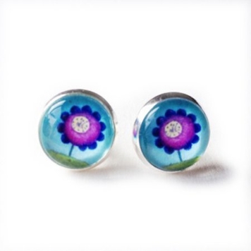 Post Earrings “Purple Flower”