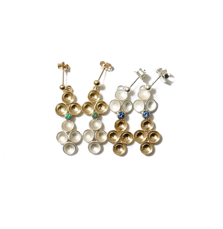 7 dimples and sapphires two tone earrings 7 dimples and sapphires two tone earrings