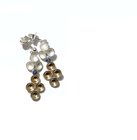 7 dimples and sapphires two tone earrings 7 dimples and sapphires two tone earrings
