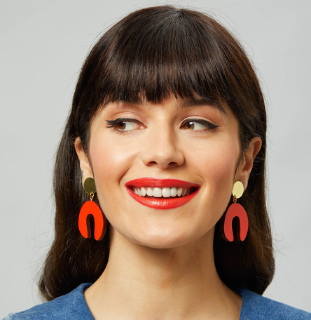 D Doodle Earrings in Red