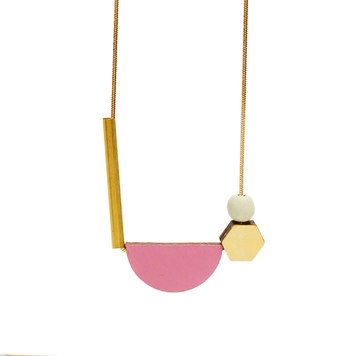 Multishape Plus Necklace in Dirty Pink & Sage