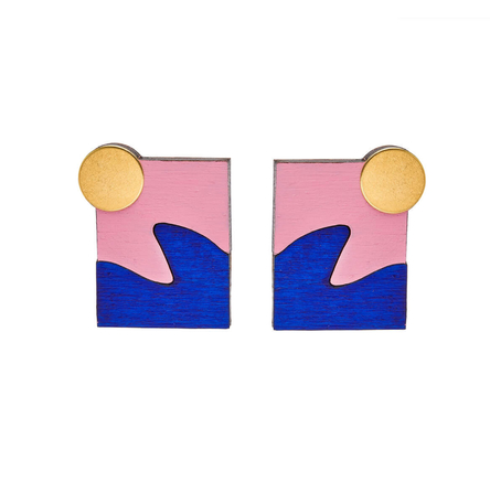 New Wave Earrings in Pink and Blue