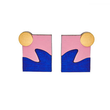 New Wave Earrings in Pink and Blue