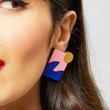 New Wave Earrings in Pink and Blue