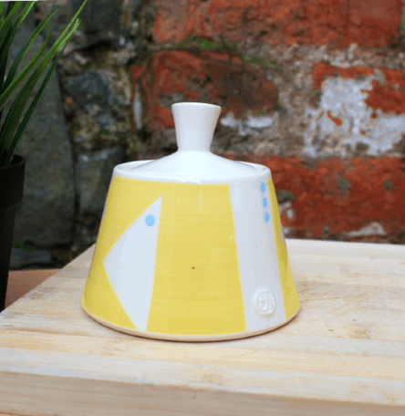 Sunshine Yellow Geo Sugar Bowl