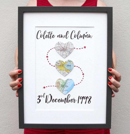 Met, Engaged, Married Map Artwork