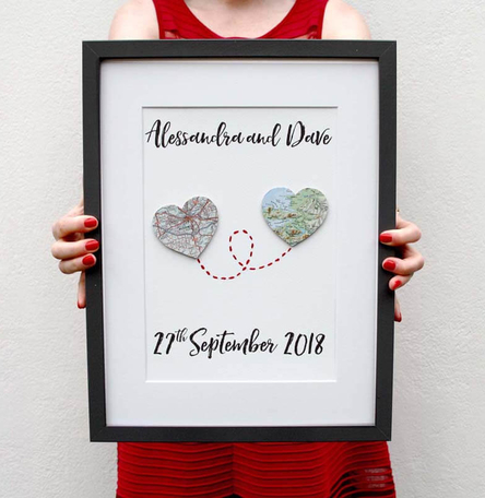 Wedding & Anniversary Custom Map Heart Artwork Wedding & Anniversary Custom Map Heart Artwork