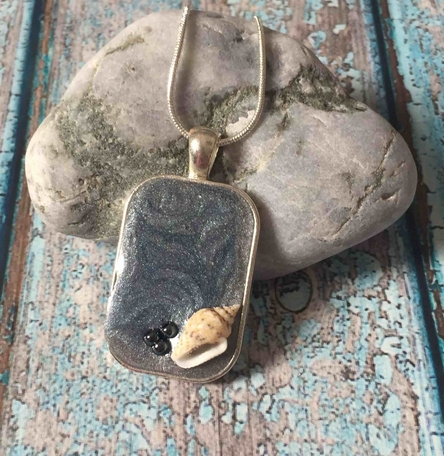 Pendant - Silvery Grey with Seashell Pendant - Silvery Grey with Seashell