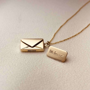 Signature Envelope Necklace, 9ct gold