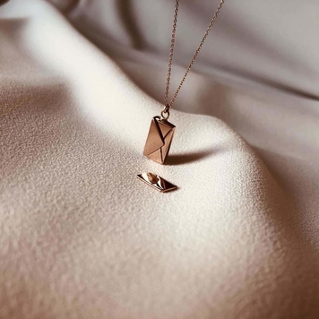 Signature Envelope Necklace, Rose Gold