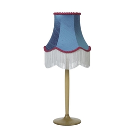 Viridian Blue Silk Fringed Bell Lampshade