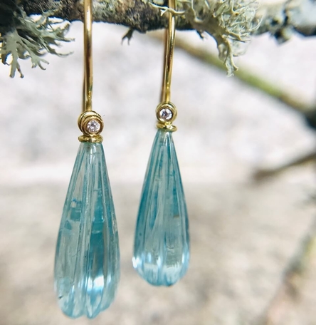 Fluted Aquamarine hoops