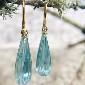 Fluted Aquamarine hoops