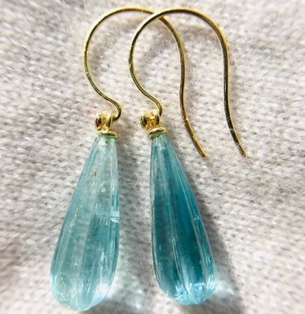 Fluted Aquamarine hoops