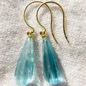 Fluted Aquamarine hoops