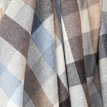 Light Blue & Cream Check Donegal Tweed Fabric