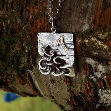 Bog Book Small Page Pendant With 14ct Gold Letter