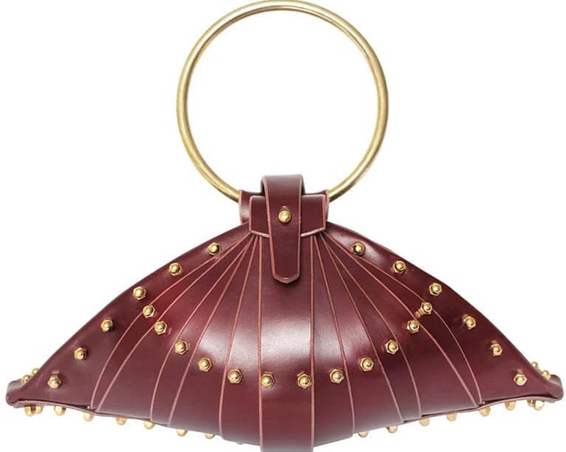 Una Burke Leather Shell Bag Merlot