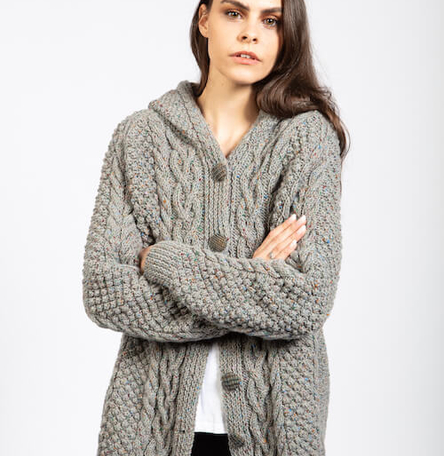 Earth Aran Handknit Jacket with Hood