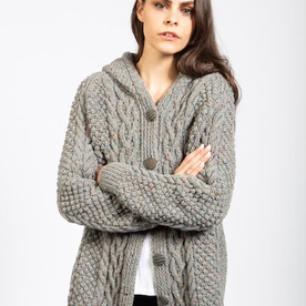 Earth Aran Handknit Jacket with Hood