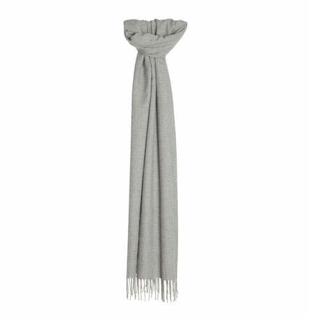 Glen Check Wide Scarf in Light Grey